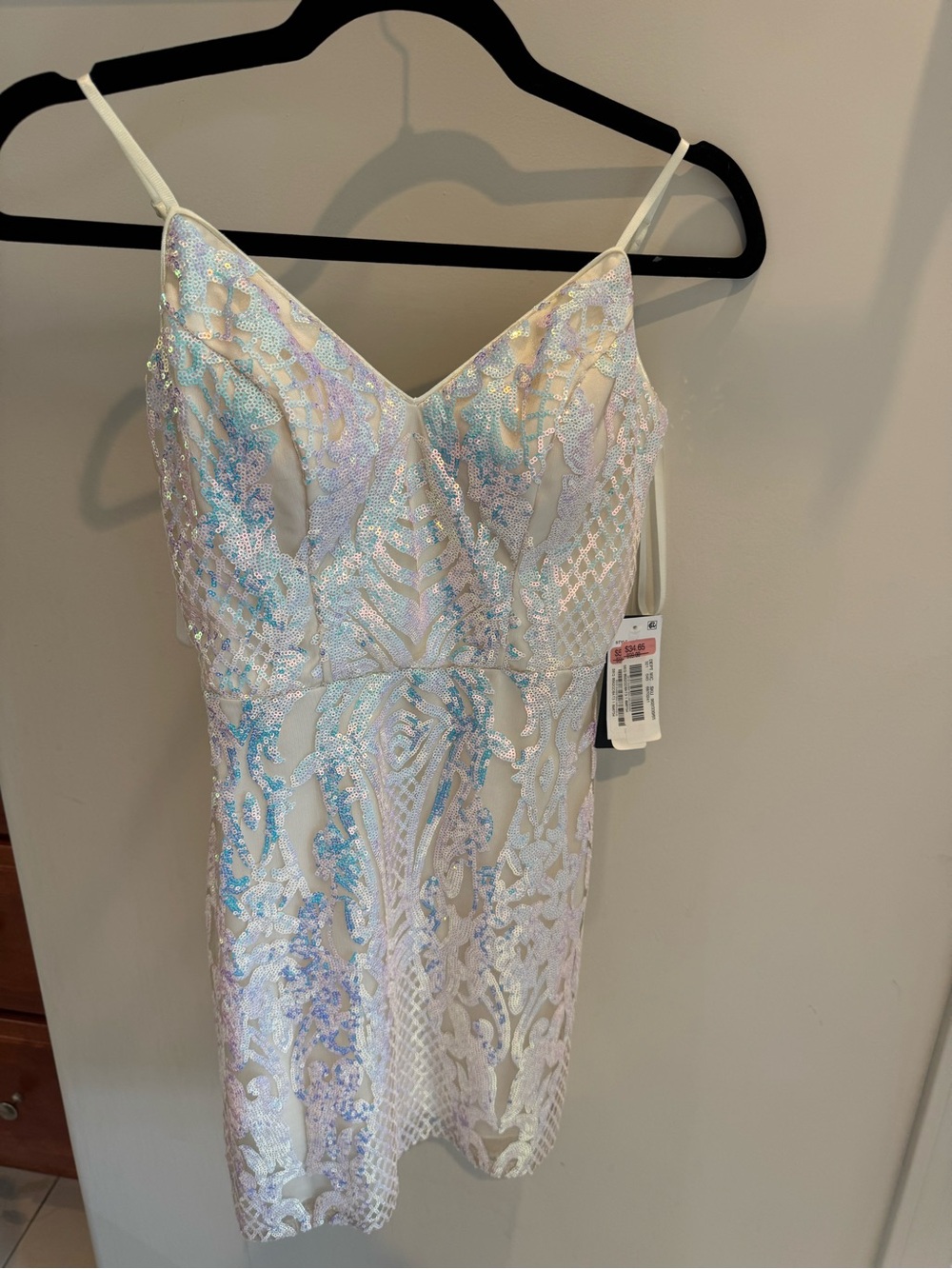 Iridescent White Sequin Slip - Womens Dress